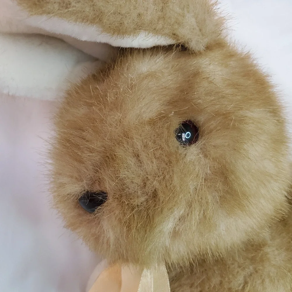 VTG Walmart‎ Bunny Rabbit Brown with Yellow Bow White Feet Plush Stuffed Animal